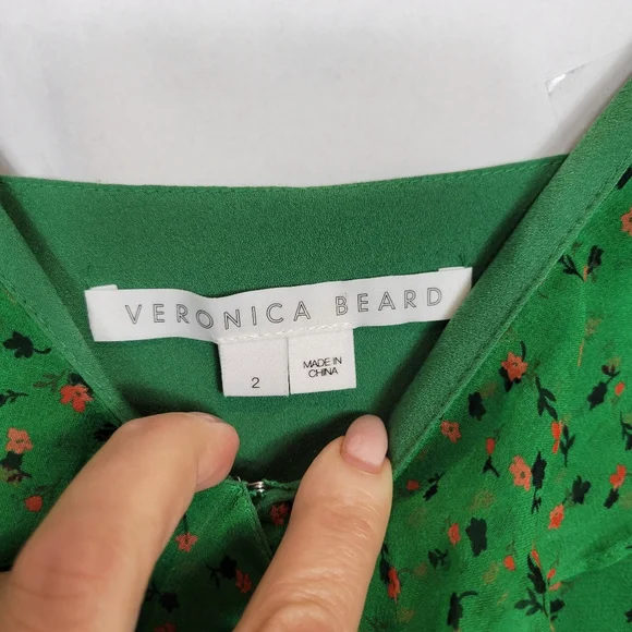 Veronica Beard green floral midi dress